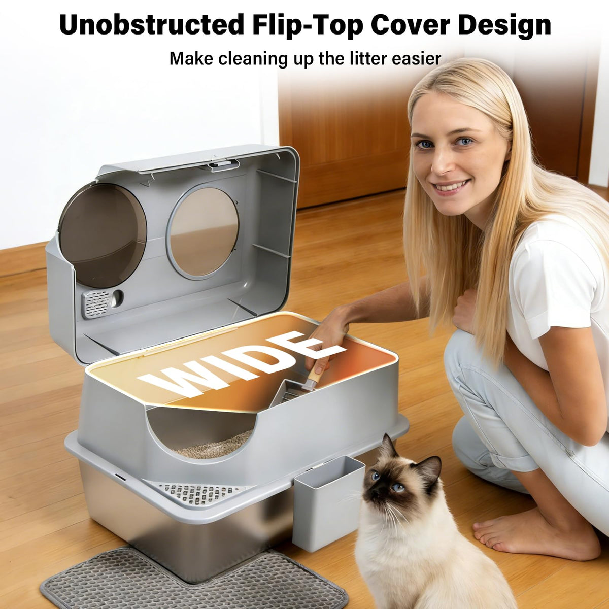 Stainless Steel Extra Large Enclosed Cat Litter Box C25264