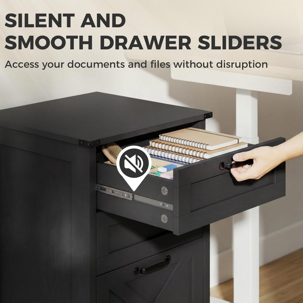 3 Drawer Black File Cabinet B879699
