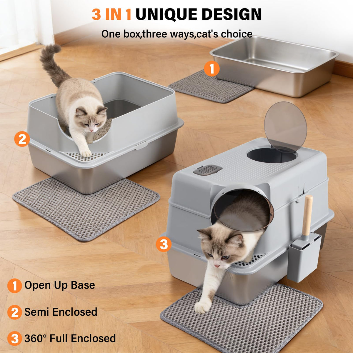 Stainless Steel Extra Large Enclosed Cat Litter Box C25264