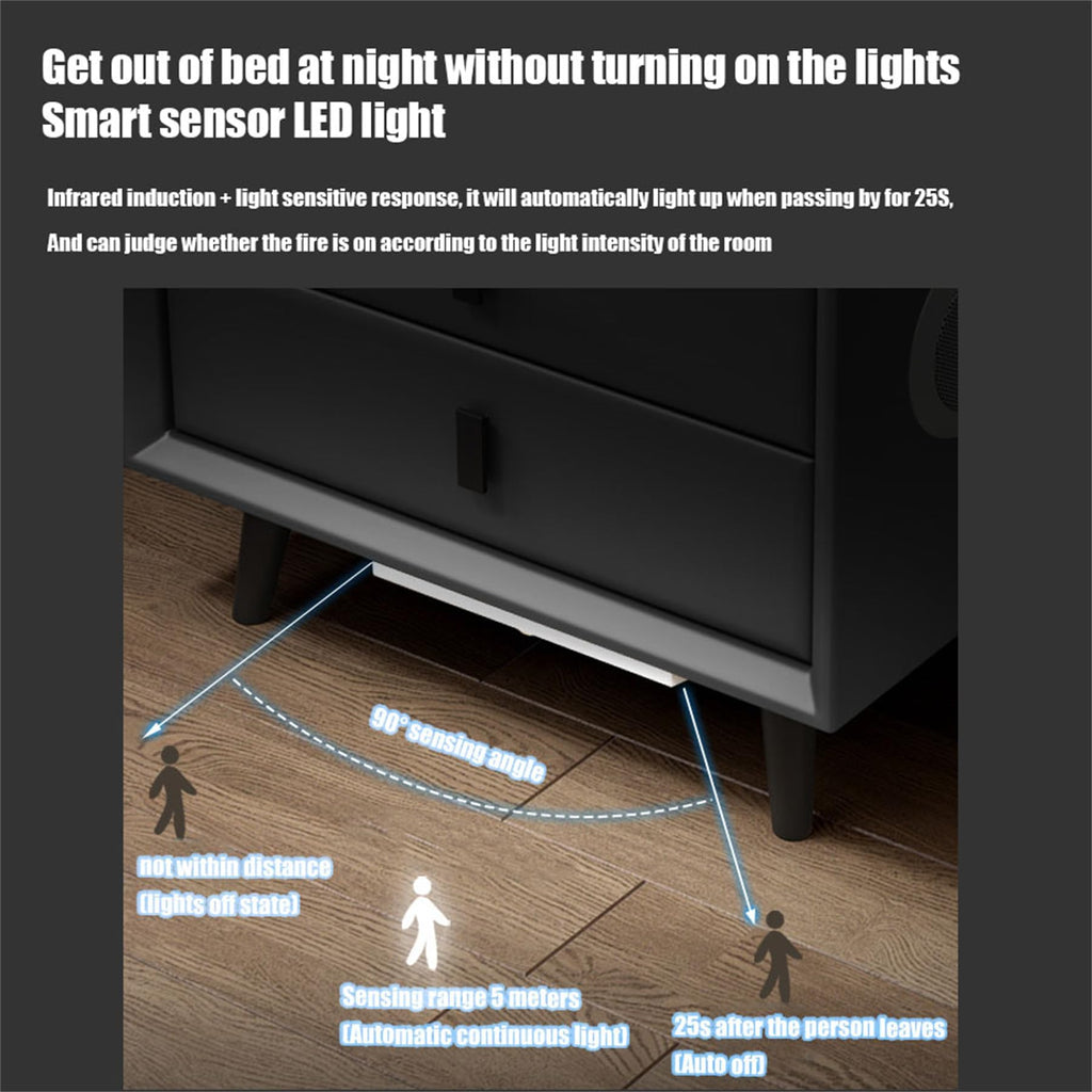 Pink 3 Drawer LED Nightstand with Wireless Charging X218112