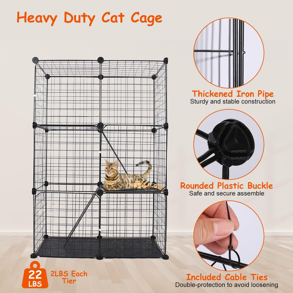 3-Tier Cat Cage with 3 Doors 2 Ramp Ladders R319