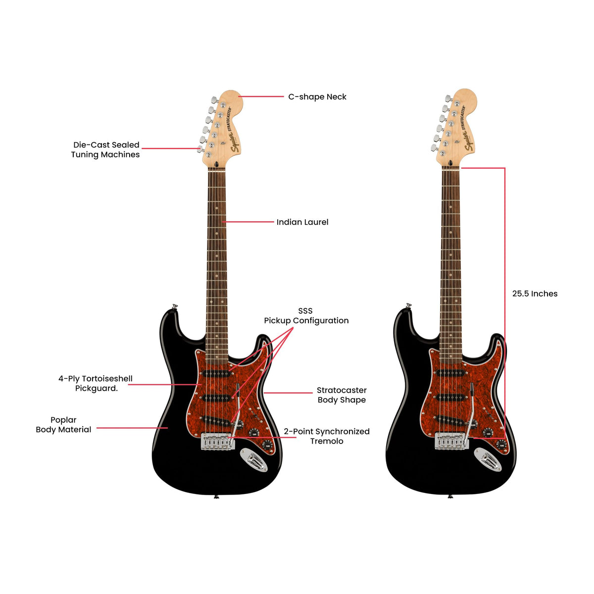 Black Electric Guitar with Amplifier and Gig Bag H5660