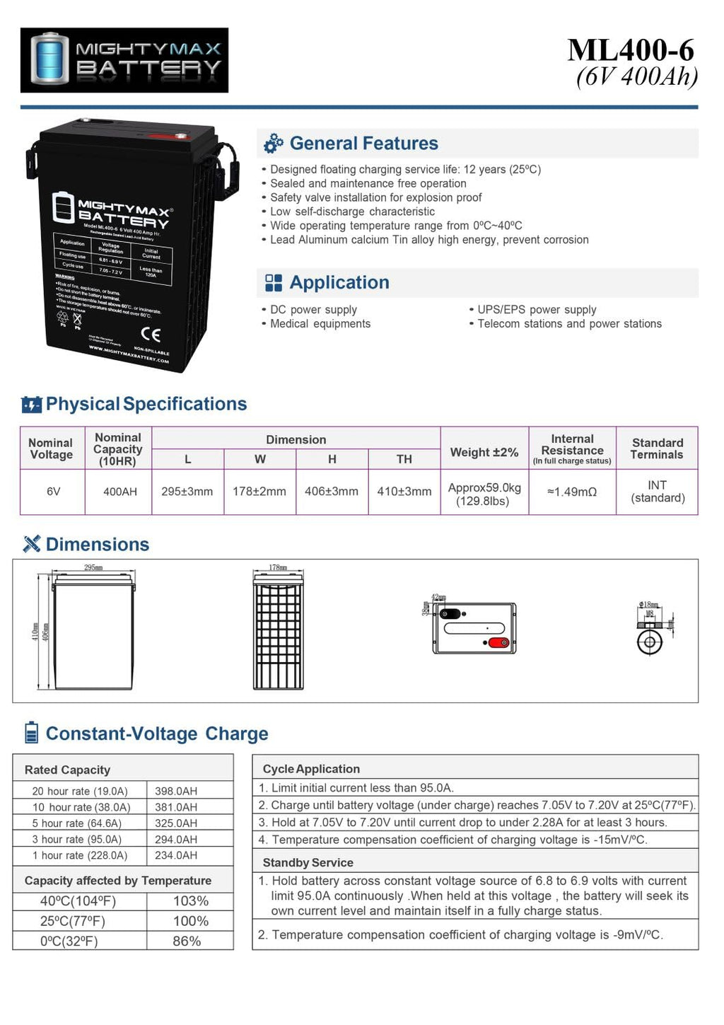 6V 400Ah AGM Deep Cycle Battery A752