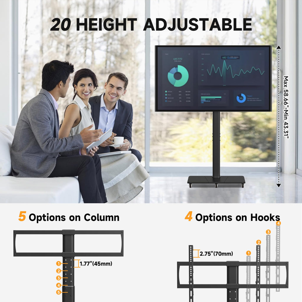 Tall Floor TV Stand for 32-75" TV with Wheels Z201