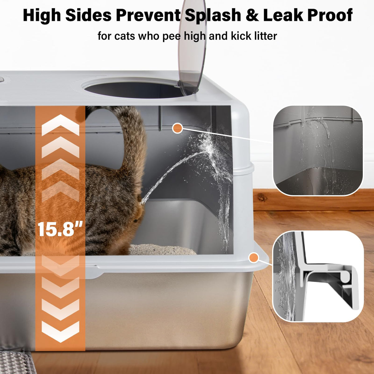 Stainless Steel Extra Large Enclosed Cat Litter Box C25264