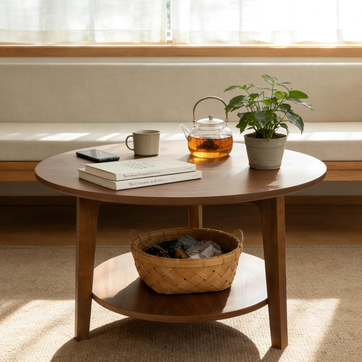 2-Tier Round Wood Coffee Table D6557