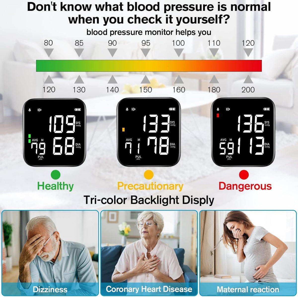 Wrist Blood Pressure Monitor with 90X2 Readings Memory G918