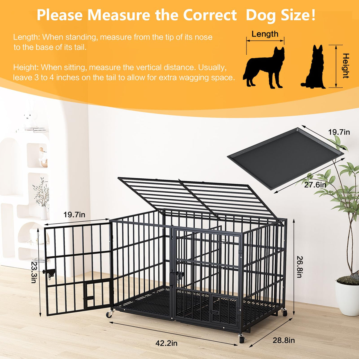 42 Inch Heavy Duty Metal Dog Crate with Divider M630675
