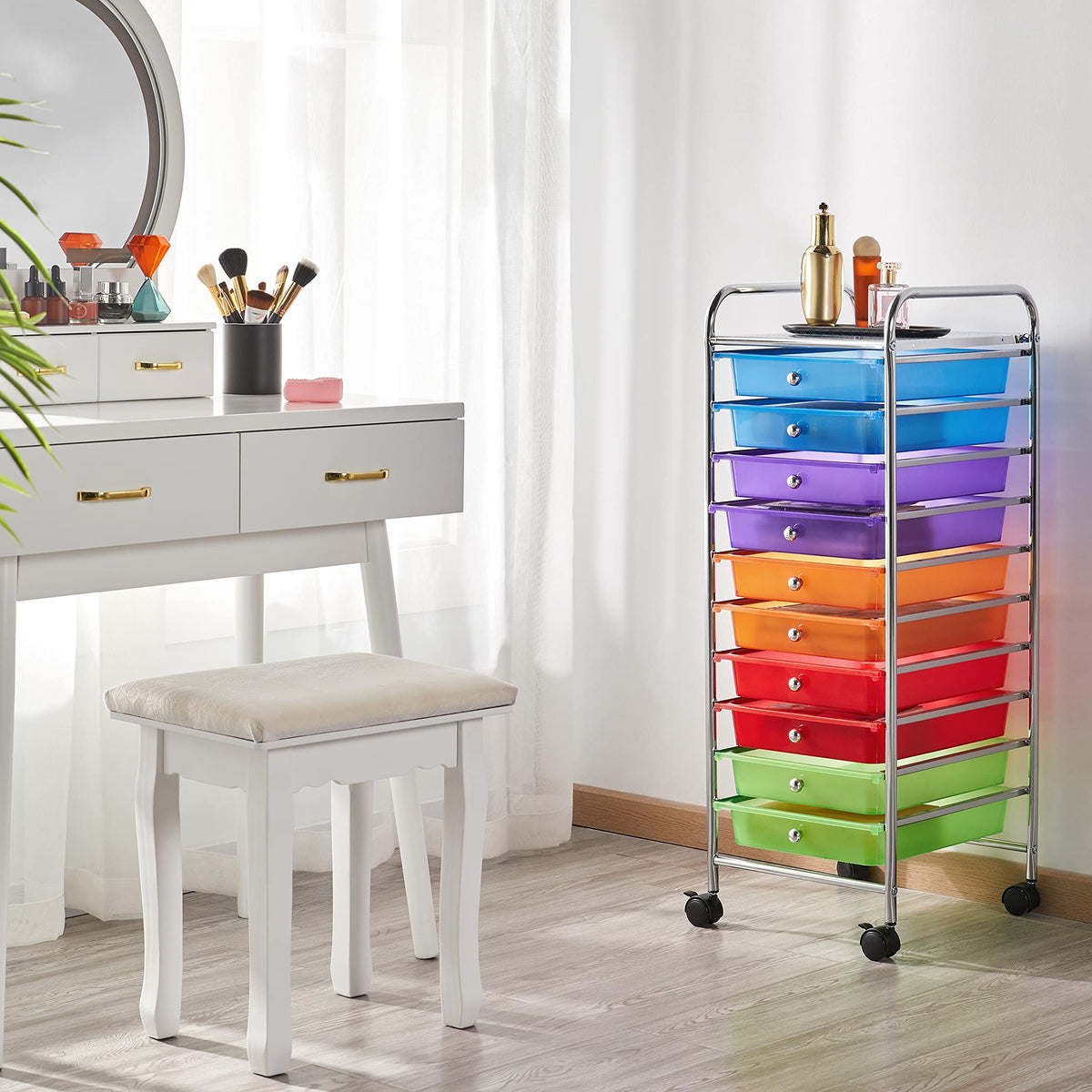 10 Drawer Rolling Storage Cart with Wheels I96810