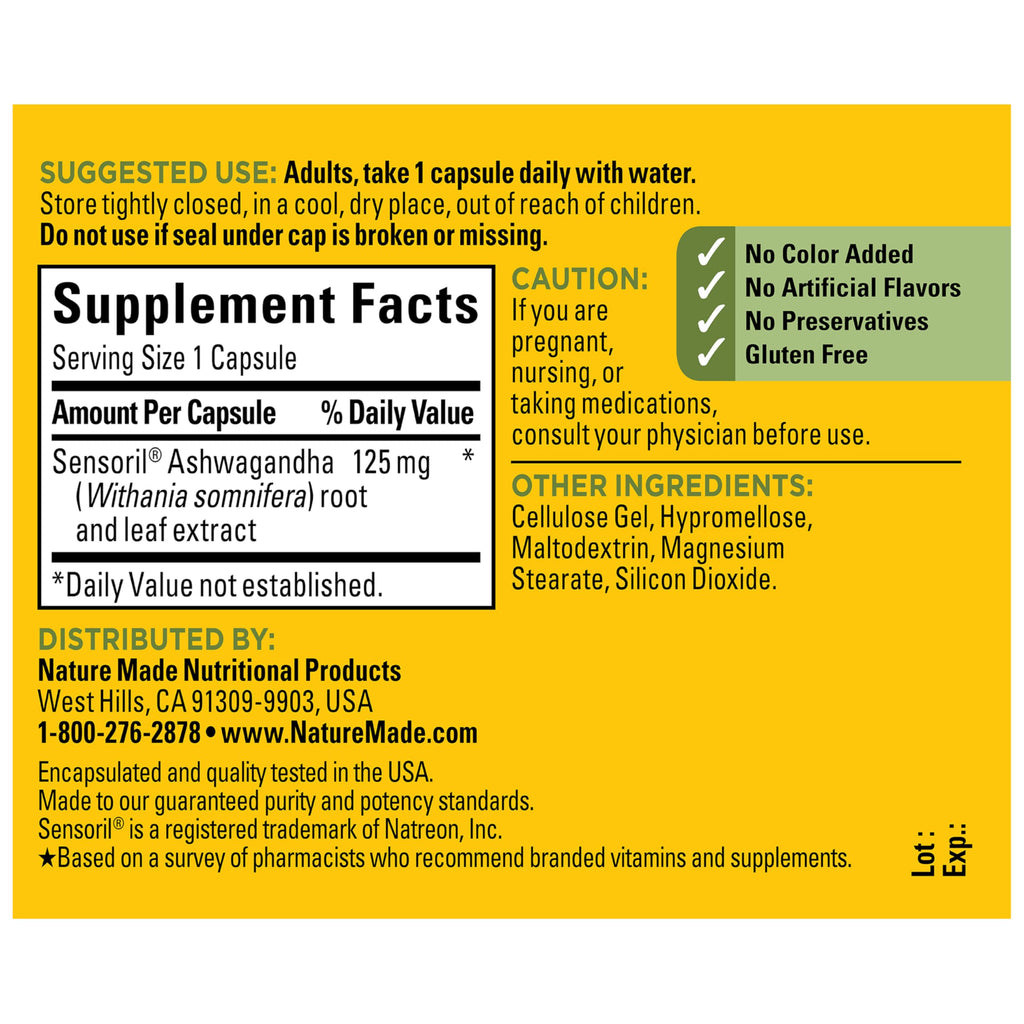 Ashwagandha Capsules 125mg 60 Capsules V463