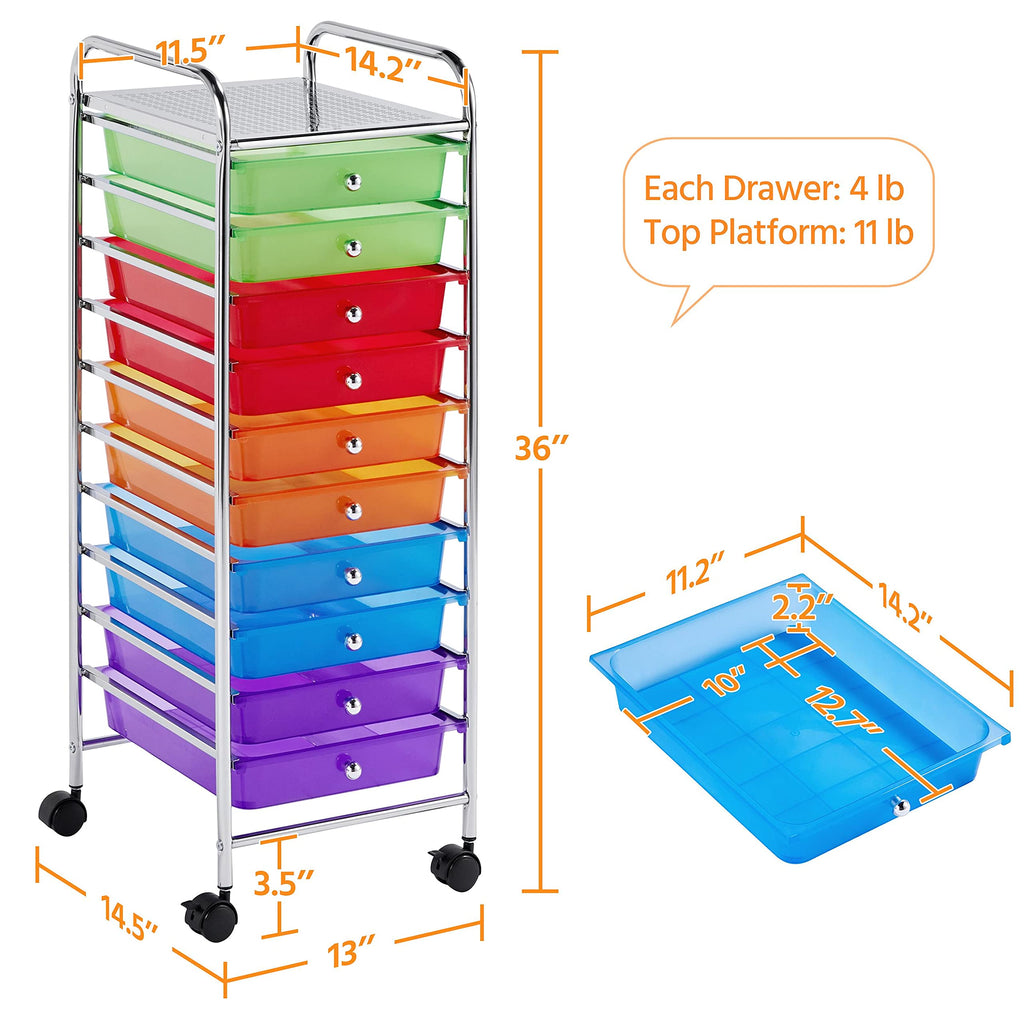 10 Drawer Rolling Storage Cart with Wheels I96810