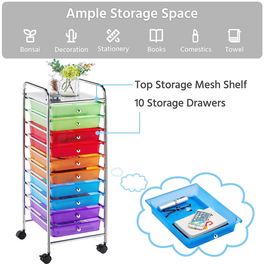 10 Drawer Rolling Storage Cart with Wheels I96810
