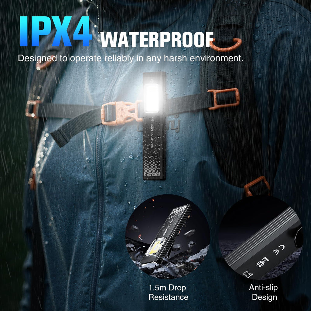 Flat EDC Rechargeable Flashlight with Magnetic Base & Clip H663