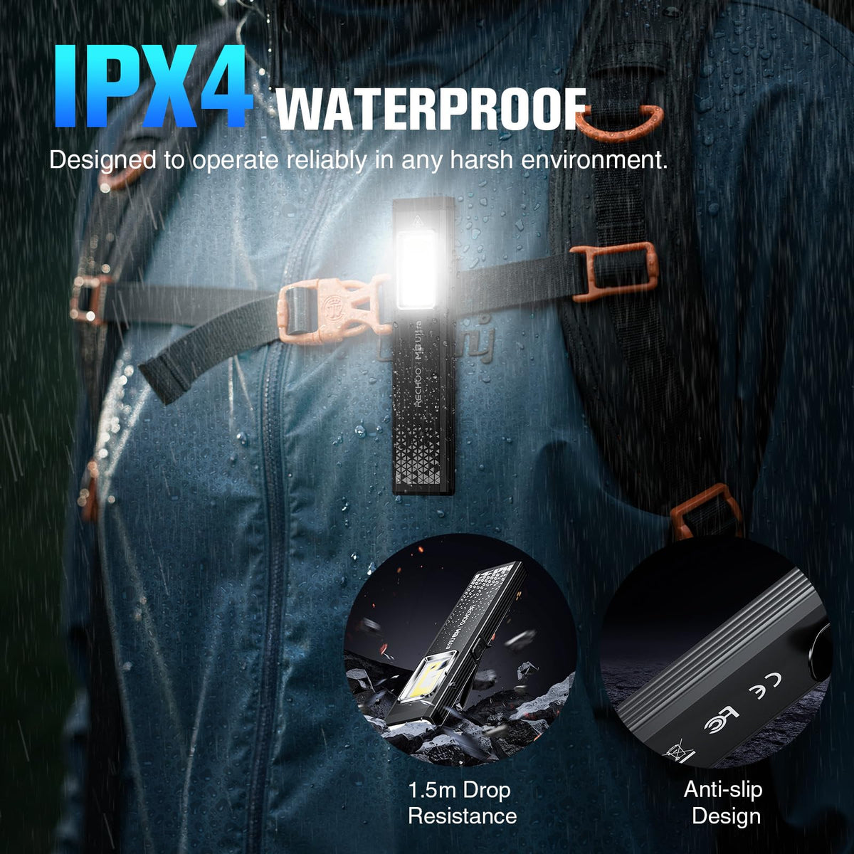Flat EDC Rechargeable Flashlight with Magnetic Base & Clip H663