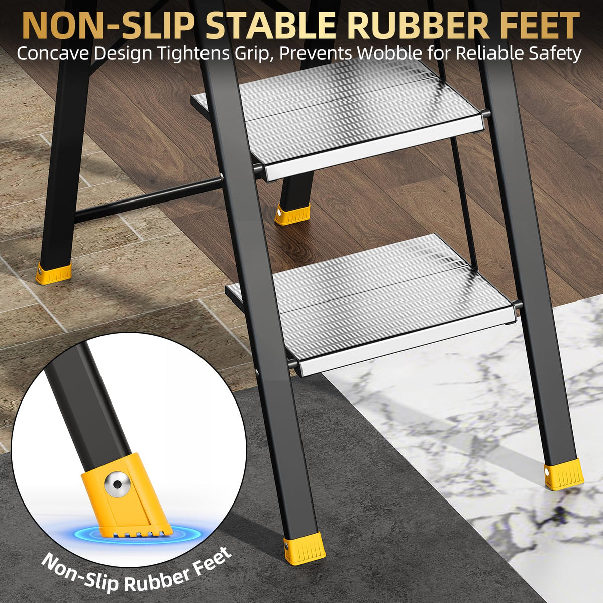 2 Step Ladder Lightweight Aluminum Folding Step Stool M3476
