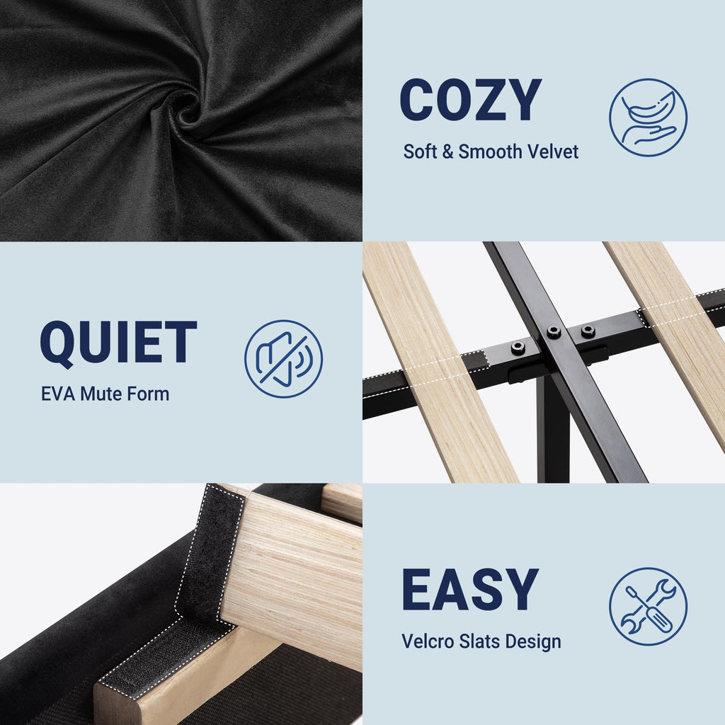 Queen Velvet Upholstered Platform Bed Frame P1324