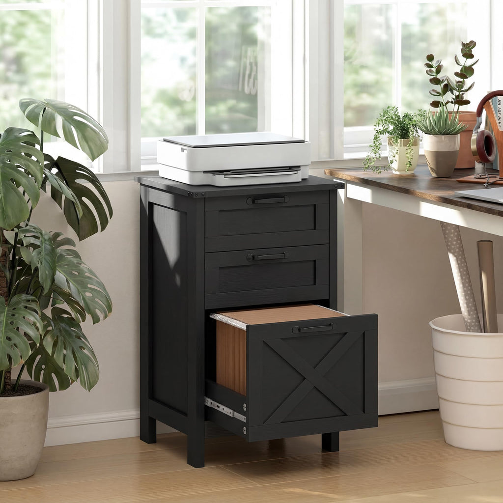 3 Drawer Black File Cabinet B879699