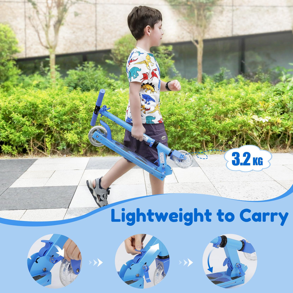 2 Wheel Adjustable Height Foldable Lightweight Kick Scooter B6641