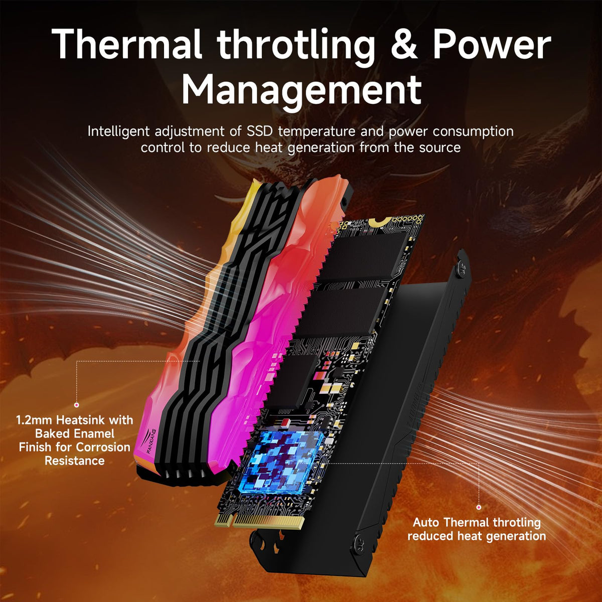 2TB NVMe M.2 SSD PCIe 4.0 Internal Solid State Drive with RGB Heatsink I9148