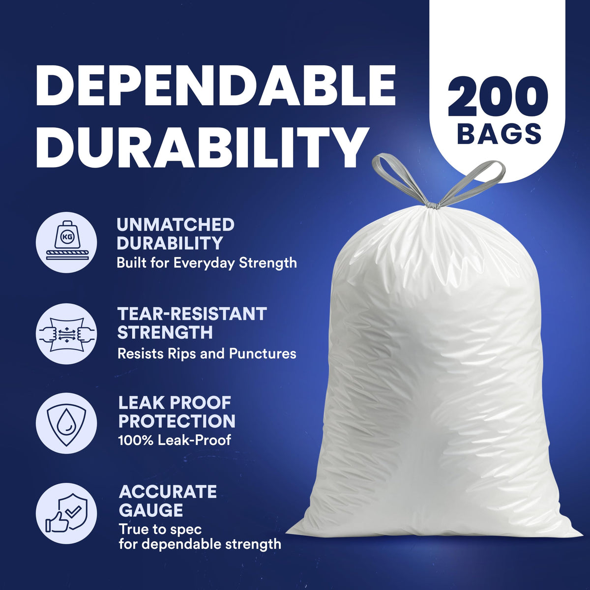 4-6 Gallon White Drawstring Bags Q127