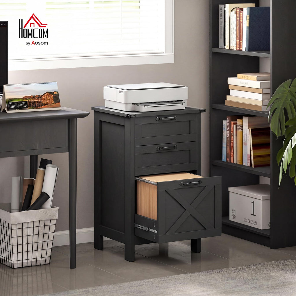 3 Drawer Black File Cabinet B879699