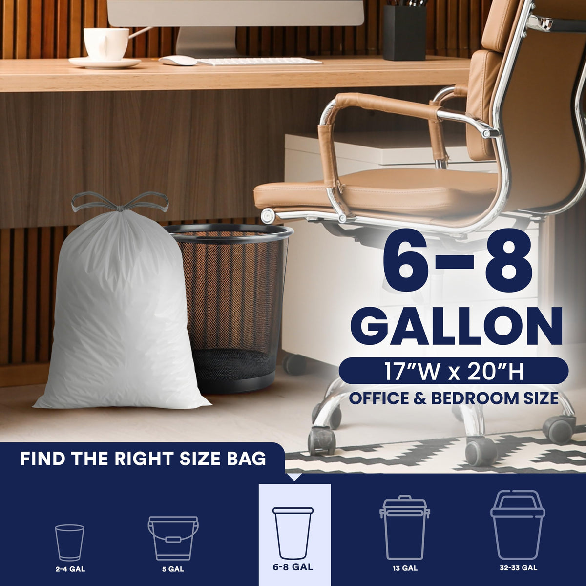 4-6 Gallon White Drawstring Bags Q127