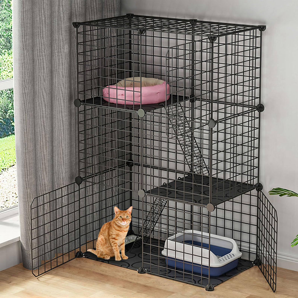 3-Tier Cat Cage with 3 Doors 2 Ramp Ladders R319