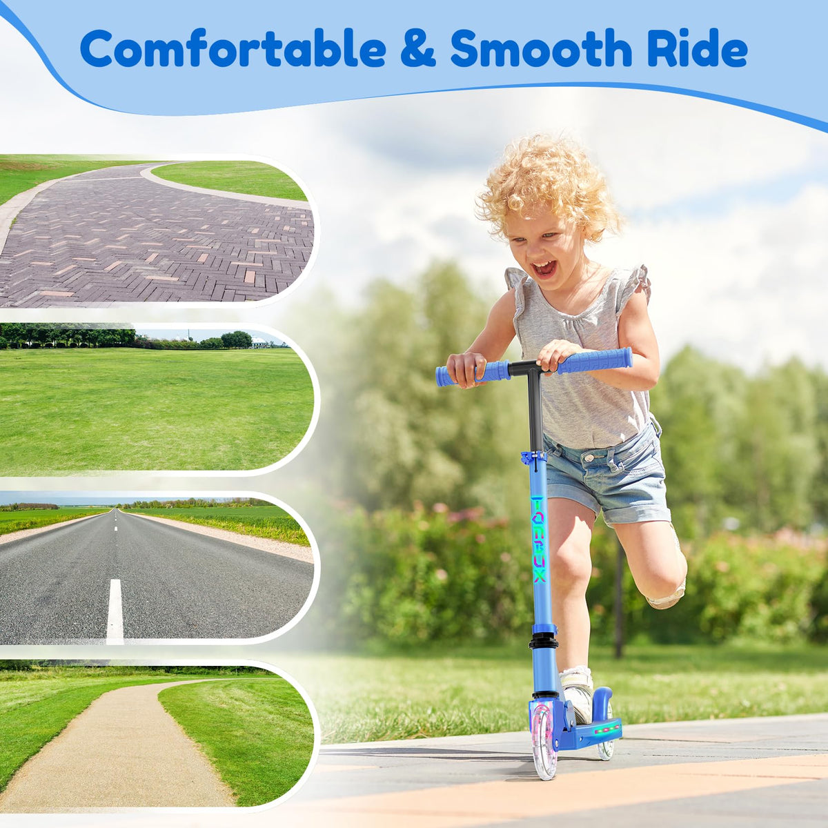 2 Wheel Adjustable Height Foldable Lightweight Kick Scooter B6641