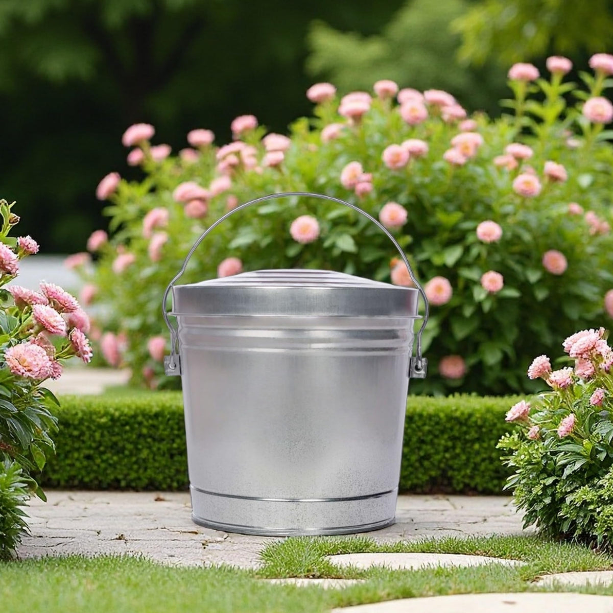 6-Gallon Galvanized Steel Storage Can with Locking Lid F9272