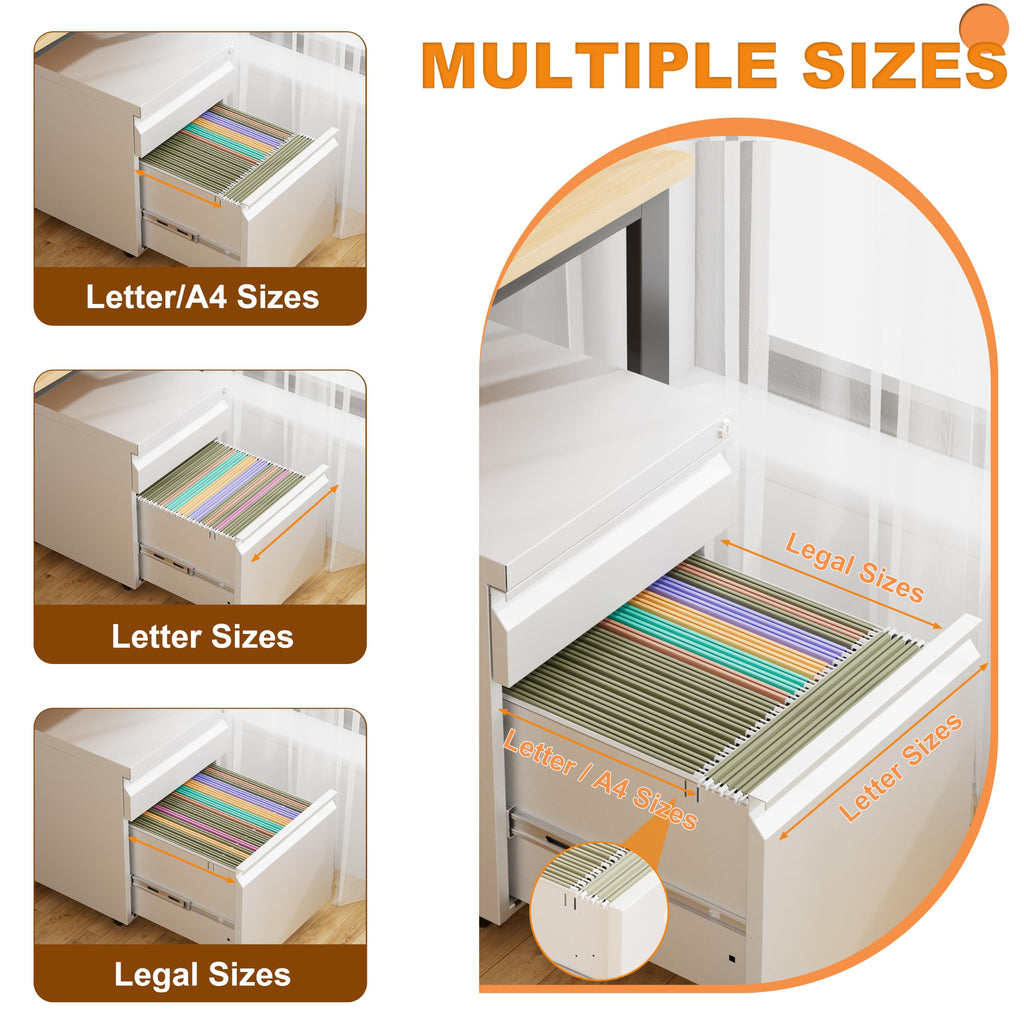 2 Drawer Metal Mobile File Cabinet with Lock O767642