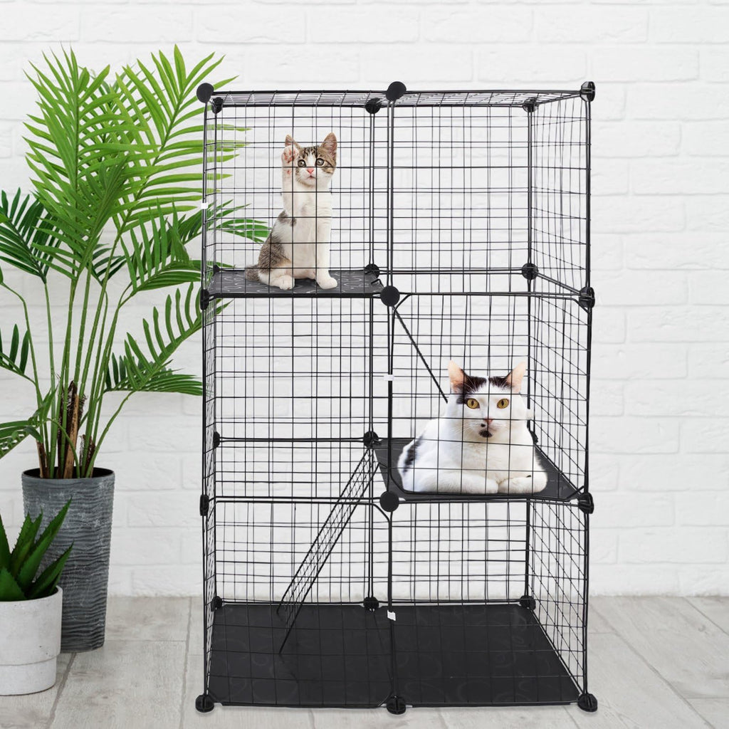 3-Tier Cat Cage with 3 Doors 2 Ramp Ladders R319
