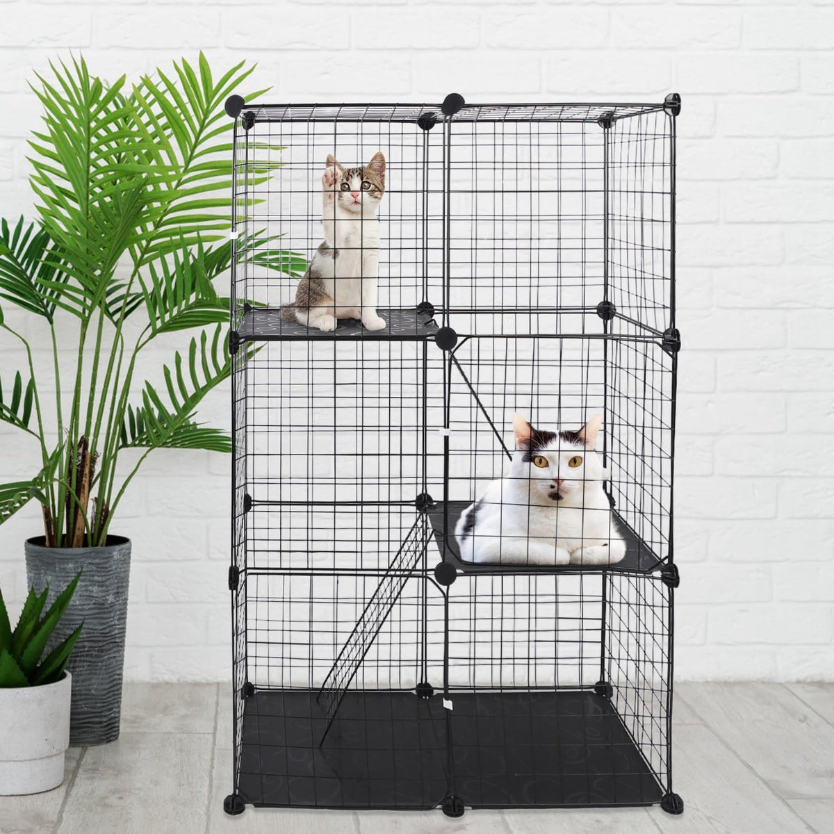 3-Tier Cat Cage with 3 Doors 2 Ramp Ladders R319