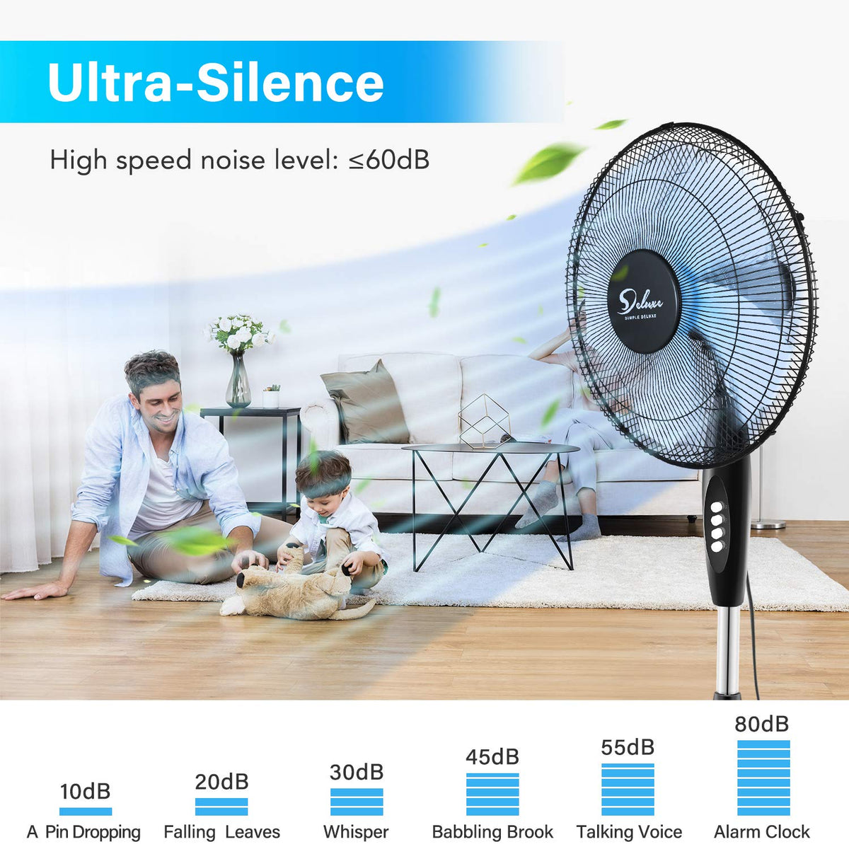 16″ 3 Speed Oscillating Pedestal Stand Fan, Black N69981
