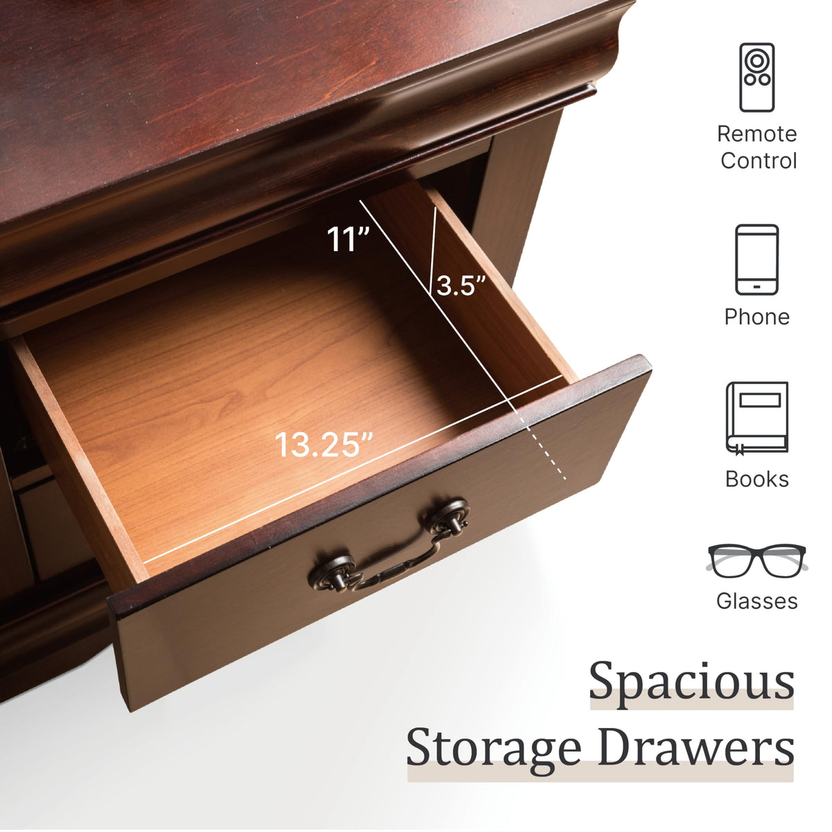 Solid Wood Nightstands Set of 2 with Drawers F264145