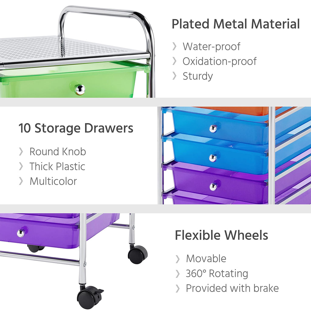 10 Drawer Rolling Storage Cart with Wheels I96810