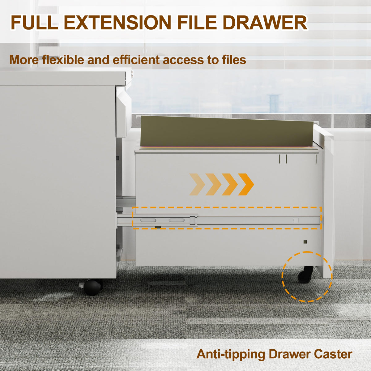 2 Drawer Metal Mobile File Cabinet with Lock O767642