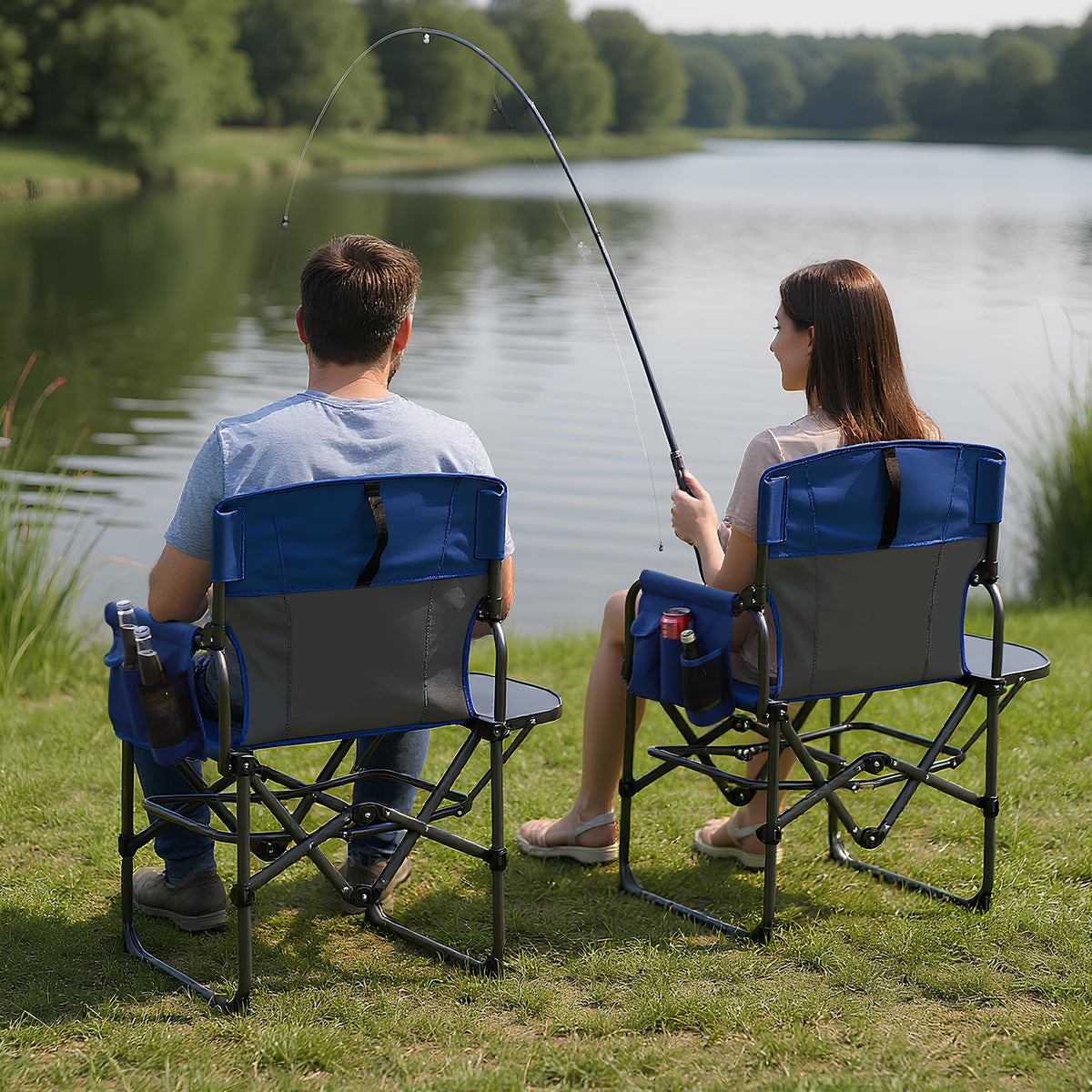 Oversized Camping Chair 330 lbs Blue M577
