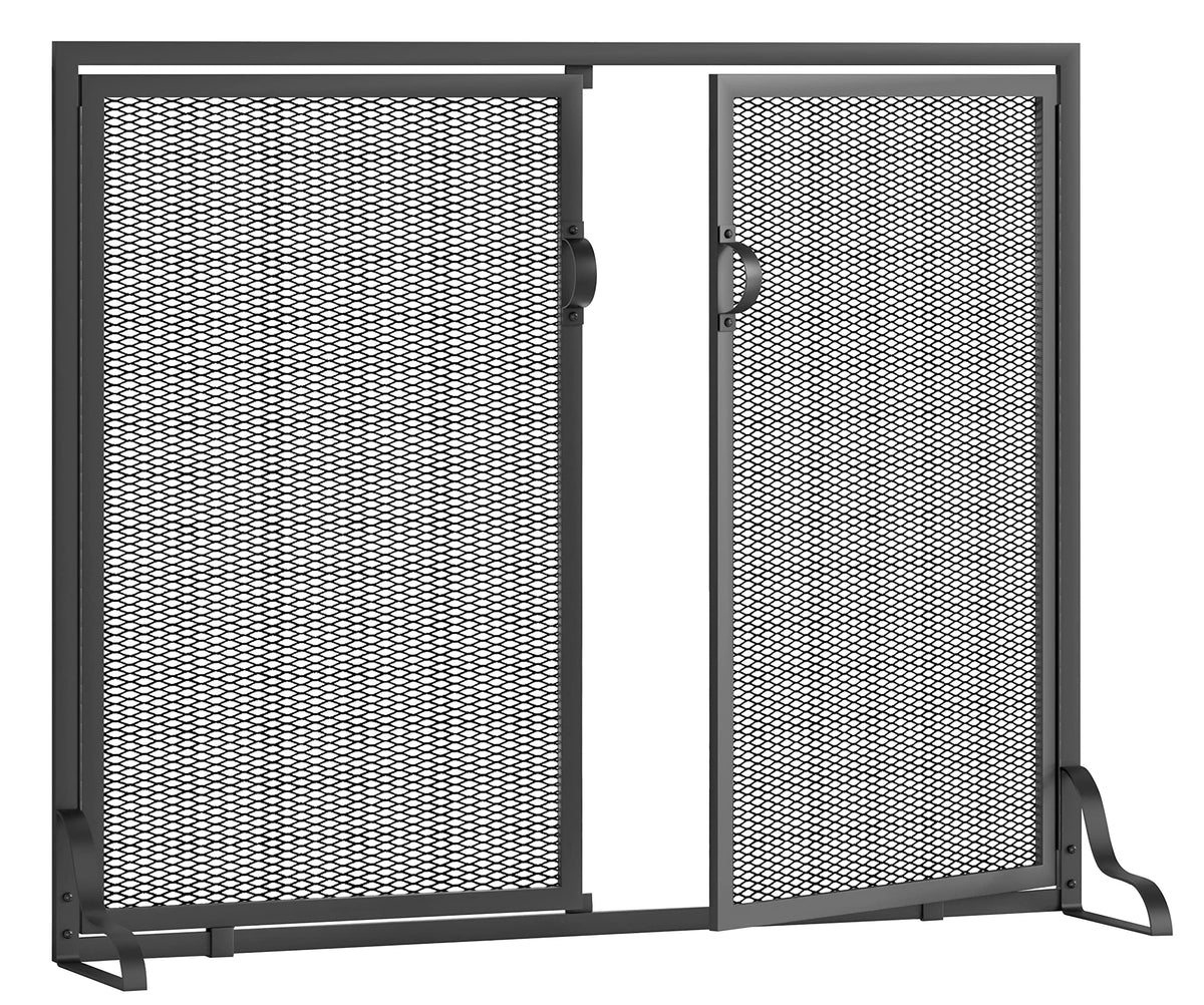 37.8x30.7 in Black Wrought Iron Fireplace Screen B72291
