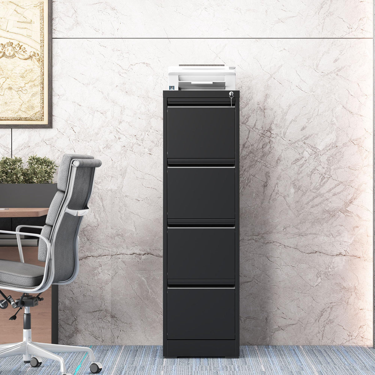 4 Drawer File Cabinet with Lock T418