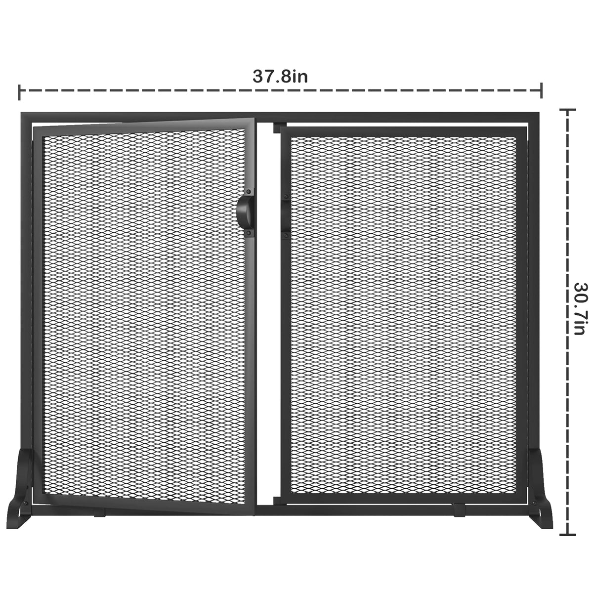 37.8x30.7 in Black Wrought Iron Fireplace Screen B72291